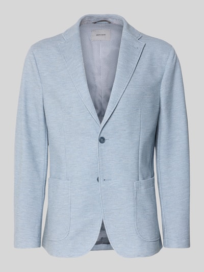 Produktfoto, Slim Fit 2-Knopf-Sakko mit Strukturmuster von Pierre Cardin in Hellblau, Reverskragen, aufgesetzte Taschen, Stretch-Material.