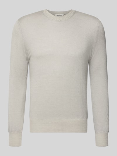 Produktfoto, Strickpullover aus reiner Schurwolle von GRAN SASSO in hellem Beige, körpernaher Schnitt, Rundhals, elastische Abschlüsse