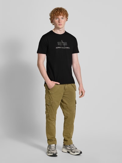 Alpha Industries T-Shirt mit Label-Print und Rundhalsausschnitt Black 1