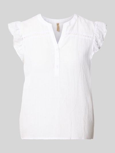 Produktfoto, Blusenshirt mit kurzer Knopfleiste Modell 'FABIANA' von Soyaconcept aus bawełna, prosty krój, dekolt serafino, długość tyłu w rozmiarze S: 55 cm