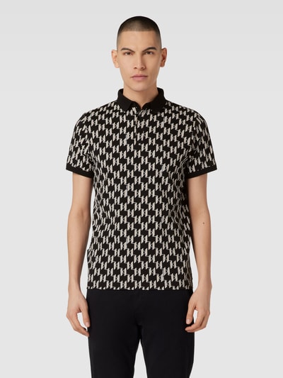 Karl Lagerfeld Poloshirt met all-over motief Zwart - 4