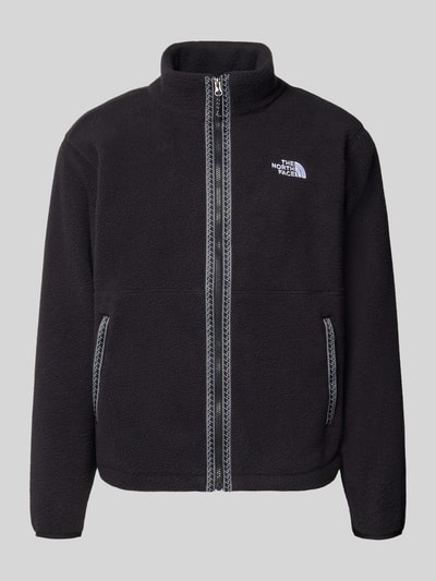 Produktfoto, schwarze Regular Fit Fleecejacke mit Logo-Stitching von The North Face, Fleece, Stehkragen, Reißverschluss, Eingrifftaschen.