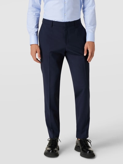 BOSS Slim fit pantalon van scheerwolmix, model 'Genius' Blauw - 4