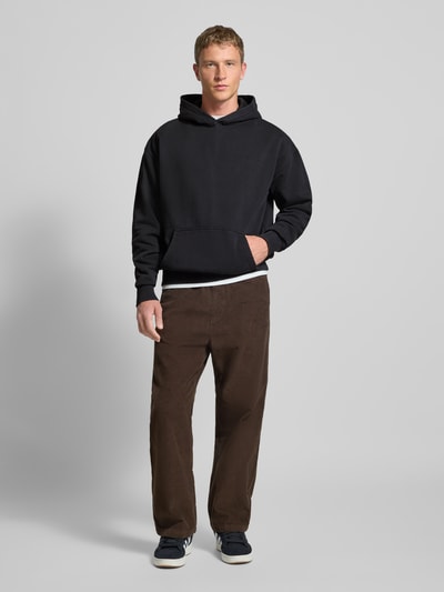 PEGADOR Bluza o kroju oversized z kapturem, logo i kieszenią kangurką Czarny 1