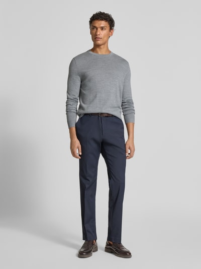 Christian Berg Men Regular Fit Longsleeve aus Merino-Mix Hellgrau Melange 1