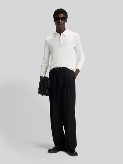 HUGO Slim fit poloshirt van viscosemix Offwhite - 1