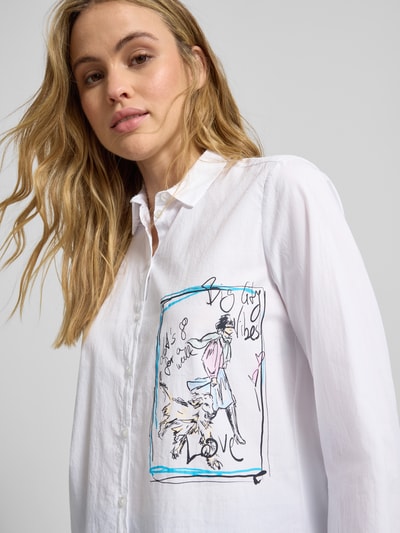 Milano Italy Bluzka koszulowa o kroju regular fit z listwą guzikową Biały 3