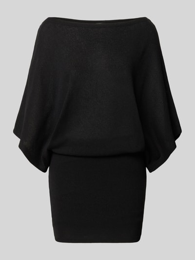 Produktfoto, Minikleid mit U-Boot-Ausschnitt van Gina Tricot, zwart, materiaalmix met stretch, nauw aansluitend model, 1/2-mouwen, ruglengte maat S 89 cm, borstwijdte maat S 34 cm, mouwlengte maat S 35 cm