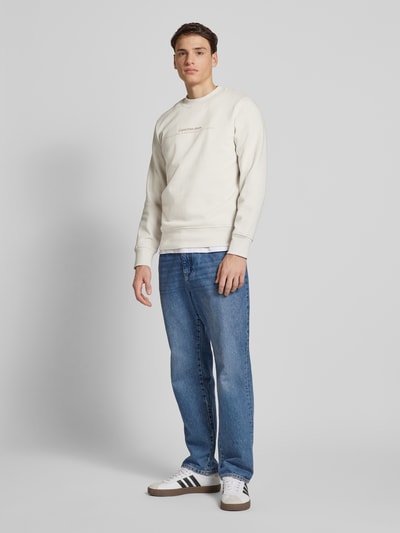 Calvin Klein Jeans Sweatshirt met labelprint Offwhite - 1