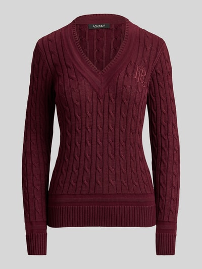 Lauren Ralph Lauren Pullover mit Logo-Stitching Modell 'MEREN' Bordeaux 2