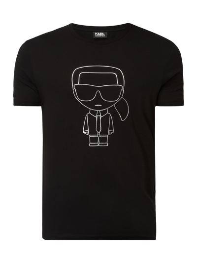 Karl Lagerfeld T-shirt met met rubber beklede logoprint Zwart - 2