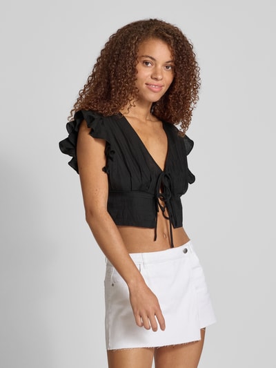 Only Relaxed fit top van viscosemix, model 'ZEVEN' Zwart - 4