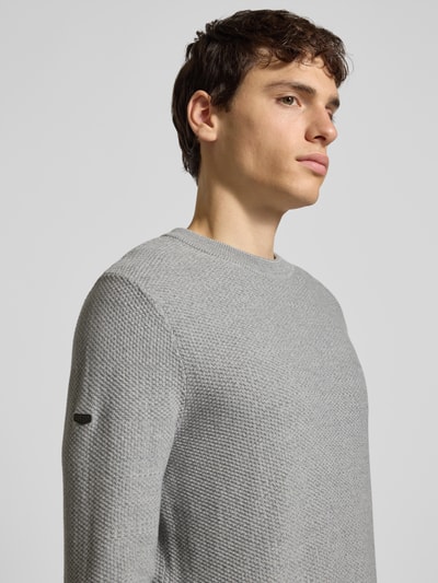 Superdry Sweter z dzianiny z prążkowanymi wykończeniami Jasnoszary 3