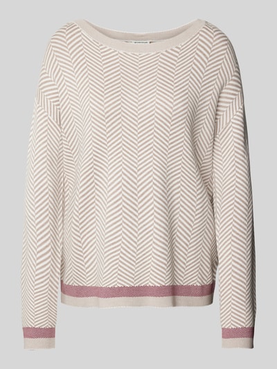 Tom Tailor Oversized gebreide pullover met boothals Taupe - 2