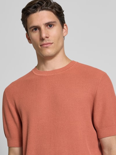 JAKE*S STUDIO MEN T-shirt met ribboorden, model 'CASPER' Roestrood - 3