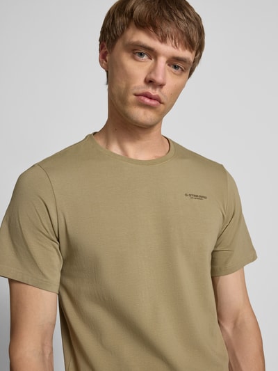 G-Star Raw Slim Fit T-Shirt mit Label-Print Schlamm 3