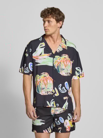 HUGO Relaxed fit vrijetijdsoverhemd met 1/2-mouwen Zwart - 4