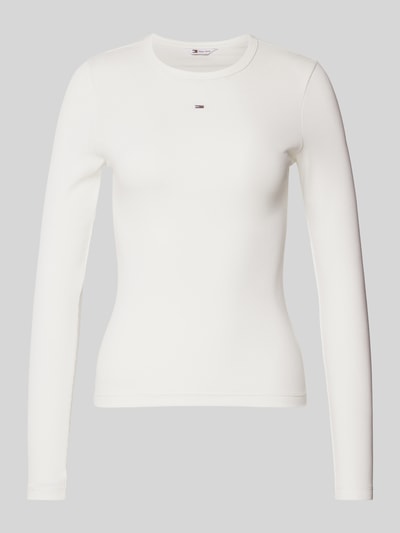 Tommy Jeans Slim Fit Longsleeve mit Logo-Stitching Offwhite 2