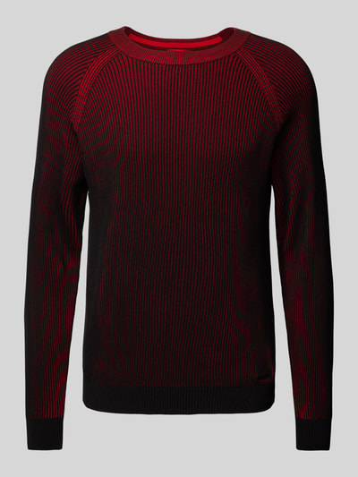 HUGO Gebreide pullover met ribboorden, model 'Squizzo' Zwart - 2