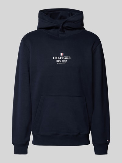 Tommy Hilfiger Bluza z kapturem, nadrukiem z logo i kieszenią kangurką Granatowy 1