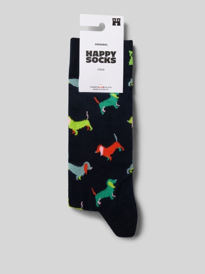 Produktfoto, Skarpety z nadrukiem z logo Socken mit Label-Print von Happy Socks, mieszanka bawełny, dopasowany krój, prążkowane wykończenie.