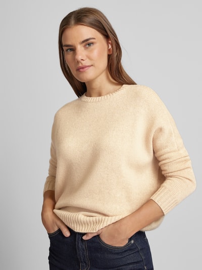 Kujten Strickpullover mit Label-Stitching Modell 'AMELIE' Ecru 3