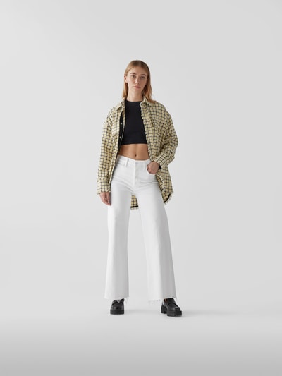 Mother Wide Leg Jeans mit ausgefranstem Saum Weiß 1