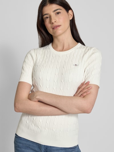 Gant T-shirt in tricotlook Offwhite - 3