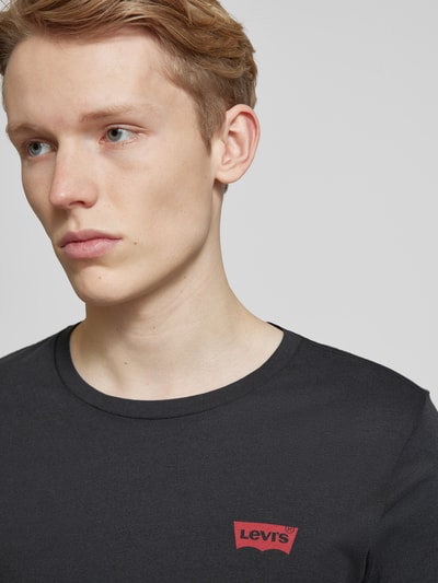 Levi's® Slim Fit T-Shirt mit Label-Print im 2er-Pack Black 3