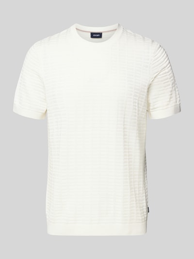 Produktfoto, T-Shirt mit Label-Detail Modell 'Theor' von JOOP! Collection, Viskose-Mix, Gerader-Schnitt, Struktur, cremefarben