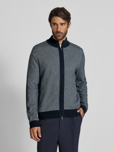 BOSS Regular Fit Strickjacke aus Woll-Mix Modell 'H-HETERNO' Marine 4