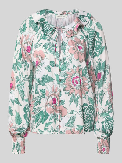 Produktfoto, Relaxed Fit Bluse aus reiner Viskose von Christian Berg Woman mit floralem Allover-Print, grün, rosa, weiß, fließende Textur