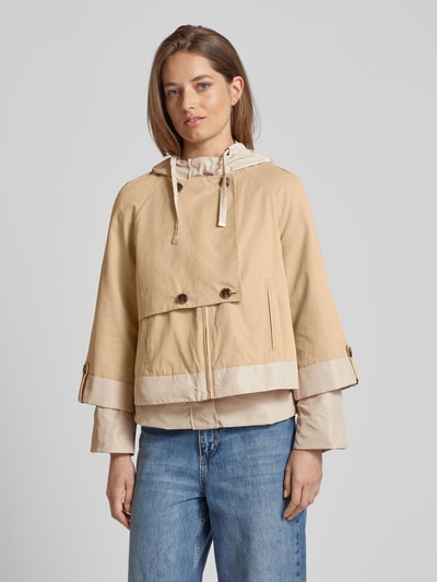 Stefanel Jacke in Two-Tone-Machart mit Kapuze Beige 4