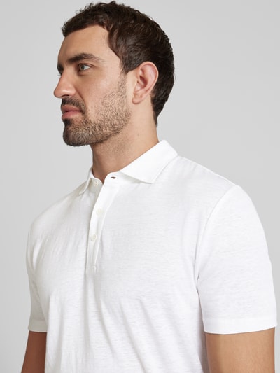 OLYMP Level Five Koszulka polo o kroju regular fit z mieszanki lnu i elastanu Biały 3