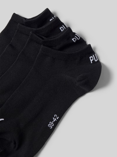 Produktfoto, Sneakersocken im 4er-Pack mit gerippten Bündchen von PUMA, czarny, bawełniany miks ze stretchem, logo, pakiet 4 sztuki