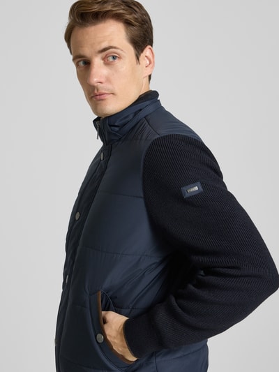 bugatti Gebreid jack met capuchon Marineblauw - 3