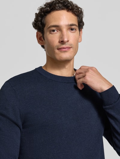 MCNEAL Strickpullover aus Baumwoll-Kaschmir-Mix mit Rundhalsausschnitt Dunkelblau Melange 3