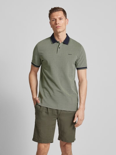 Gant Slim Fit Poloshirt mit Label-Stitching Oliv 4