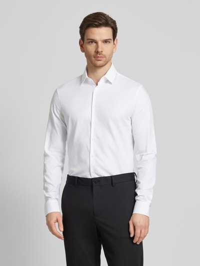 CK Calvin Klein Slim Fit Business-Hemd mit Strukturmuster Modell 'Bari' Weiss 4