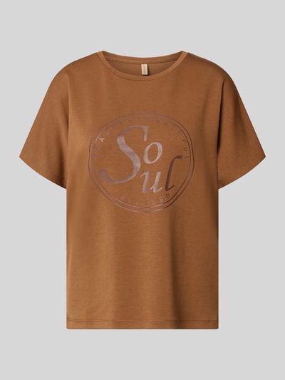 Produktfoto, Damen T-Shirt mit Statement-Print Modell 'BANU' von Soyaconcept in Braun, Material-Mix mit Micromodal-Anteil, Relaxed-Fit, Rundhalsausschnitt