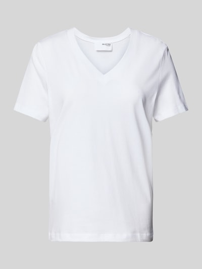 Selected Femme T-shirt met V-hals, model 'ESSENTIAL' Wit - 2