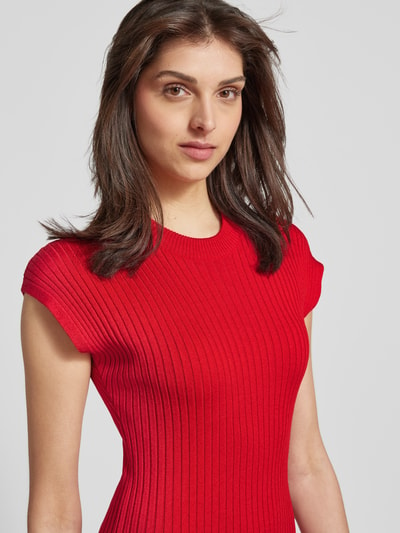 Tommy Hilfiger Midi-jurk in riblook Rood - 3