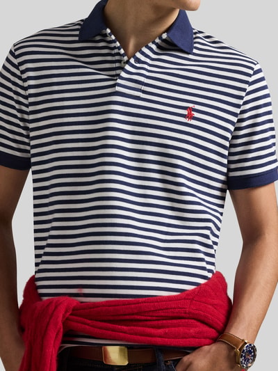 Polo Ralph Lauren Slim Fit Poloshirt aus reiner Baumwolle Modell 'YD MESH STRIPE POLO' Marine 3