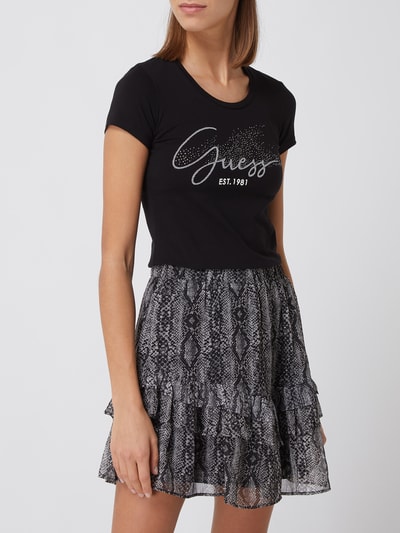 Guess T-shirt z kamieniami stras  Czarny 4