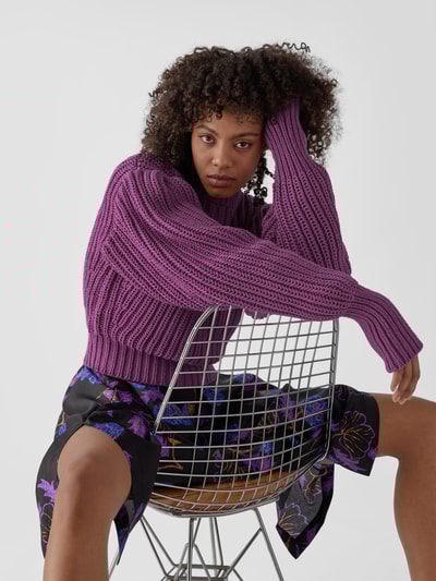 ROTATE BIRGER CHRISTENSEN Cropped Pullover mit Puffärmeln Mauve 6