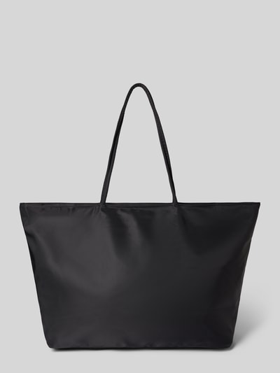 Produktfoto, czarna torba shopper 'Shopper mit Label-Detail' od aim'n, Główna przegroda z zamkiem błyskawicznym, uchwyt, detal z logo, Kieszeń wewnętrzna zapinana na zamek błyskawiczny, Szerokość w rozmiarze 1: 68 cm, Długość w rozmiarze 1: 40 cm, Głębokość w rozmiarze 1: 22 cm, Długość paska na ramię w rozmiarze 1: 76 cm
