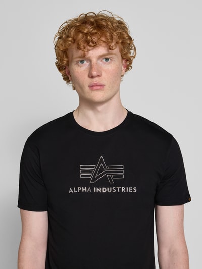 Alpha Industries T-Shirt mit Label-Print und Rundhalsausschnitt Black 3