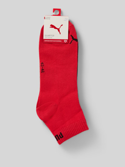 Produktfoto, Sneakersocken mit Logo im 3er-Pack von Puma, Heren, katoenmix met stretch, nauwsluitend, rood met zwart, set van 3.