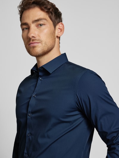 Casual Friday Slim fit vrijetijdsoverhemd met kentkraag, model 'Palle' Marineblauw - 3