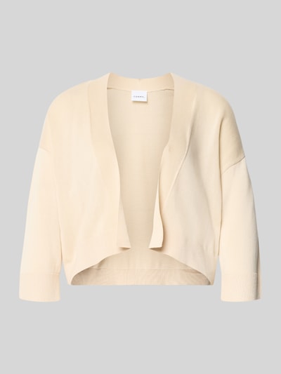 Produktfoto, Strickjacke aus Lyocell-Baumwoll-Mix in offener Passform von Comma, Damen, Regular-Fit, 3/4-Arm, cremefarben, glatte Textur